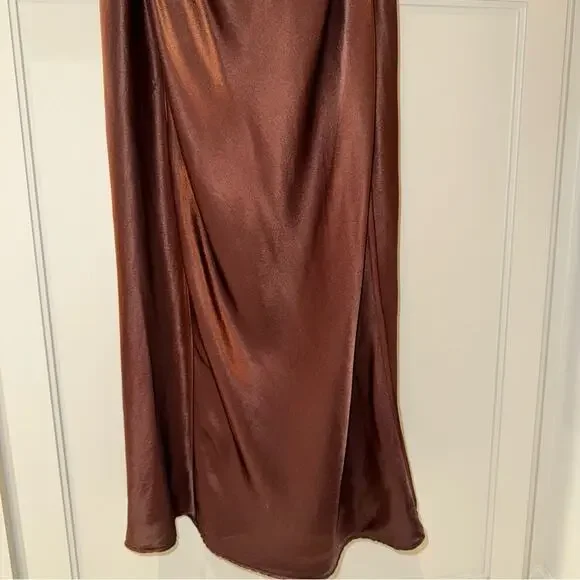 NICHOLAS Galilea High Neck Gold Trim Maxi Dress Espresso 6 - Picture 11 of 16